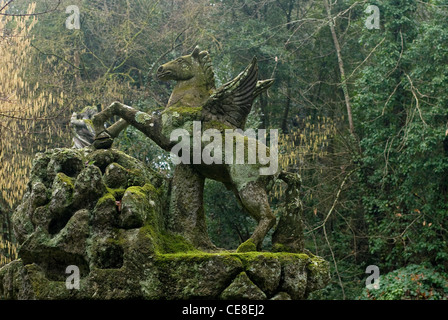 Der Pegasus, Parco dei Mostri monumentale Komplex, Bomarzo, Viterbo, Latium, Italien Stockfoto