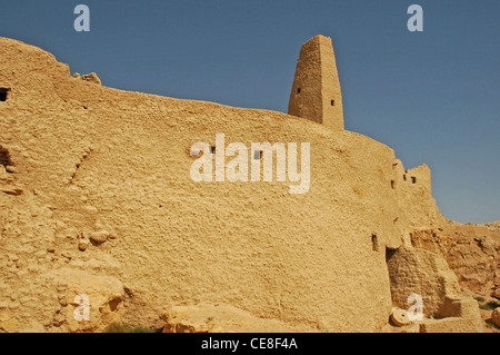 Nordafrika, Ägypten, Oase Siwa, Aghurmi, Außenwand der Zitadelle Stockfoto