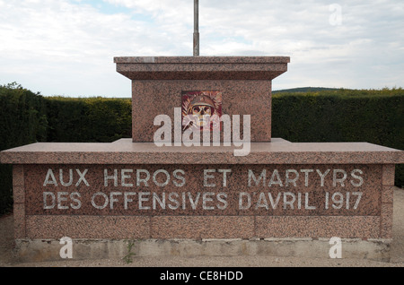 Die Helden der April 191 Denkmal auf Val-de-Vesle (D931), Champagne-Ardenne, Frankreich Stockfoto