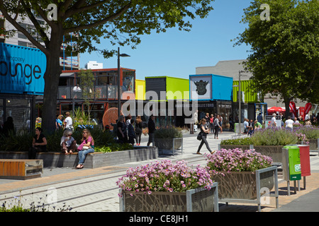 Re: START Container Mall, Cashel Street, Christchurch, Canterbury, Südinsel, Neuseeland Stockfoto