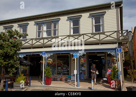 Akaroa-Versorgungsmaterial-Speicher, Akaroa, Banken Halbinsel, Canterbury, Südinsel, Neuseeland Stockfoto