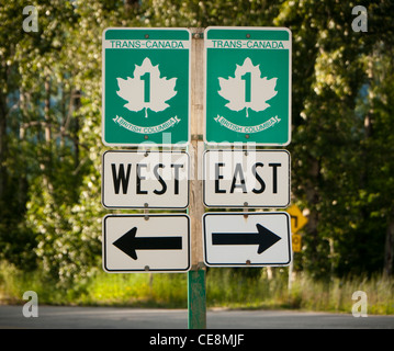 Trans Canada Highway 1 Zeichen in British Columbia Kanada Stockfoto