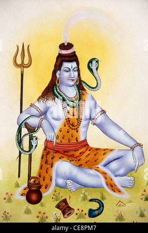 BDR80466: Lord Shiva in der Meditation Miniaturmalerei auf Papier Stockfoto