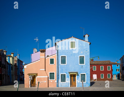 Blaues Haus, Burano, in der Nähe von Venedig. Italien Stockfoto