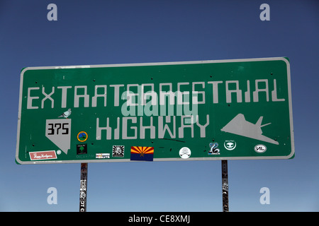 Die Außerirdischen Autobahn in der Nähe von Rachel Nevada State Route 375 Area 51 Stockfoto