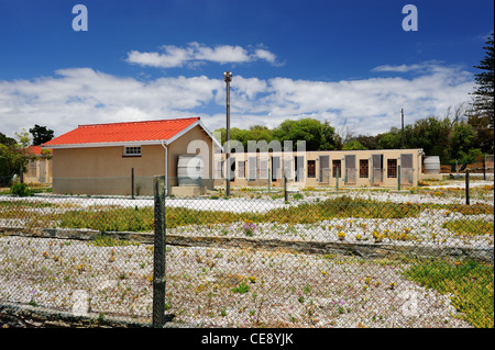 Gefängniszelle, wo Robert Sobukwe, einzelstehend auf Robben Island vor der Küste Cape Town, Western Cape, Südafrika gehalten wurde Stockfoto