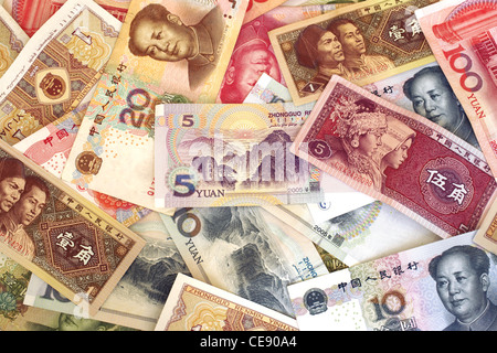 Sortiment der chinesischen Währung Rechnungen Stockfoto
