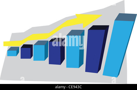 Diagramm, das Wachstum nach oben Pfeil Verbesserung Stockfoto