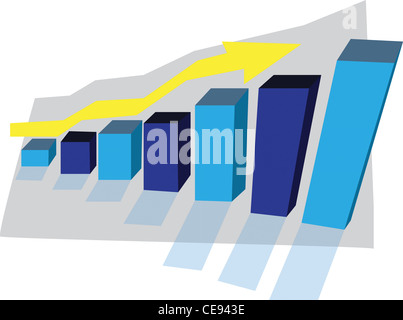 Diagramm, das Wachstum nach oben Pfeil Verbesserung Stockfoto