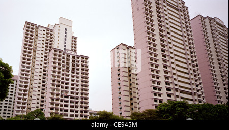 Hohe Dichte Sozialwohnungen in Singapur im Fernen Osten Südostasien. Architektur Turm Wolkenkratzer Wohnanlage Appartementhaus Hochhaus Reisen Stockfoto