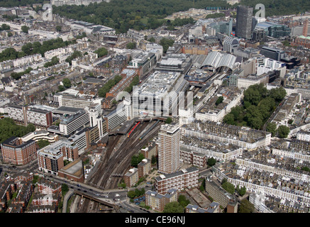 Luftaufnahme der Rückseite der Victoria Station, Belgravia, London SW1 Stockfoto