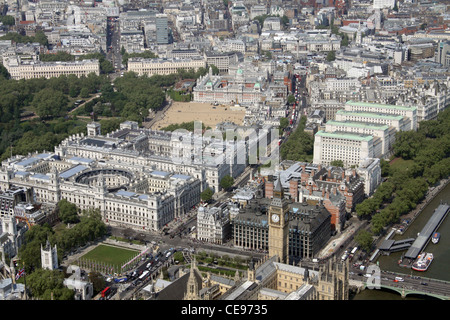 Luftaufnahme von Big Ben Nachschlagen von Whitehall, London SW1 Stockfoto