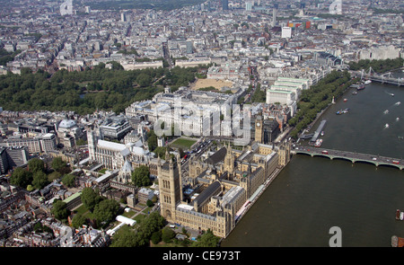 Luftaufnahme von den Houses of Parliament, Whitehall, London SW1 nachschlagen Stockfoto