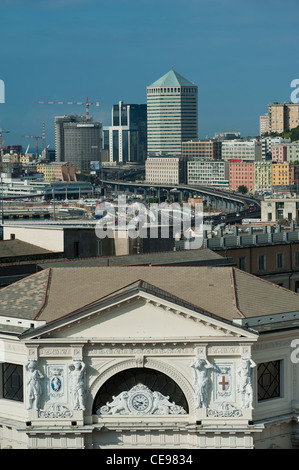 Blick auf die Skyline von San Benigno. Die modernen Geschäftsviertel von Genua (Italienisch, Genova) Italien, Europa Stockfoto