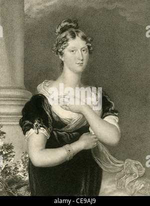 1830-Gravur von Prinzessin Charlotte von Wales. Stockfoto