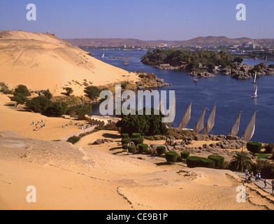 Feluke auf Nil, Aswan, Assuan Governorate, Ägypten Stockfoto