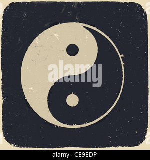 Grunge Yin Yang Symbol Hintergrund. Stockfoto