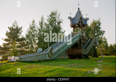 Russland, Gebiet Leningrad, Podporozhsky. In Mandrogy, ein Handwerk Dorf am Fluss Svir. Stockfoto