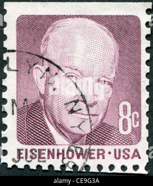 USA - UM 1971: Eine in den USA gedruckte Briefmarke zeigt den Dwight David Eisenhower, um 1971 Stockfoto