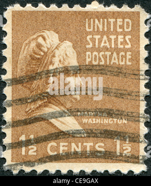 Eine Briefmarke gedruckt in den USA zeigt Martha Washington Frau des ersten US-Präsidenten George Washington, ca. 1938 Stockfoto