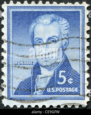 USA - ca. 1954: Eine Briefmarke gedruckt in den USA zeigt das "Porträt von James Monroe", von Rembrandt Peale, ca. 1954 Stockfoto