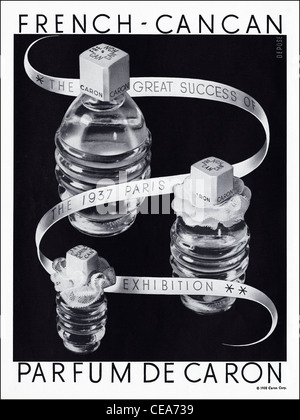 Original ganzseitige Anzeige ca. 1938 in amerikanischen Damen Mode Zeitschriftenwerbung Französisch können können Parfum DE CARON Parfums Stockfoto