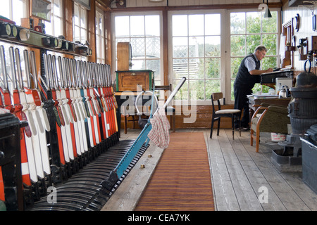 Das Stellwerk an Weybourne-Station auf der North Norfolk Railway Stockfoto