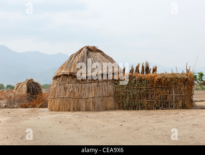 Arbore strohgedeckte Hütte Äthiopien Stockfoto