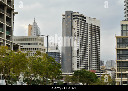 Einschusslöcher in ehemaligen Hilton-Hotel in Beirut, Libanon Stockfoto