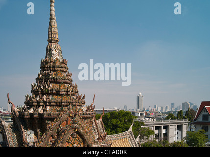 Blick vom Wat Arun Tempel oder der Tempel der Morgenröte, Bangkok, Thailand. Stockfoto