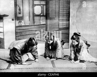 Die Zeremonie der Empfang von Besuchern in einem japanischen Haus Stockfoto