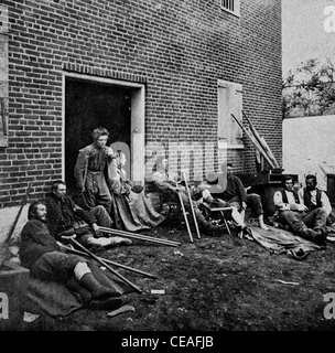 Verwundete Soldaten aus den Schlachten in der "Wildnis" in Fredericksburg, Virginia 20. Mai 1864, USA Bürgerkrieg Stockfoto