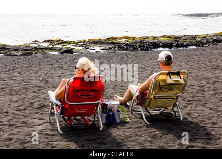 Punalu ' u Beach Park, einen geschützten Lebensraum für grüne Meeresschildkröten, Big Island, Hawaii Stockfoto