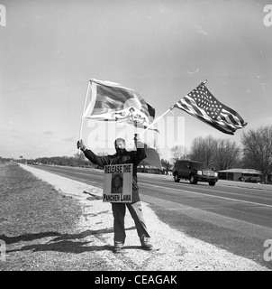 Tibetische Aktivisten März in Indiana für Unabhängigkeit Tibets im Winter 2003 Mönche Stockfoto