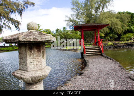 Königin Lillioukalani Gärten, gebaut 1900 als Denkmal für japanische Einwanderer, Hilo Bay, Hilo, Big Island, Hawaii Stockfoto