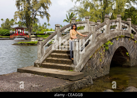 Königin Lillioukalani Gärten, gebaut 1900 als Denkmal für japanische Einwanderer, Hilo Bay, Hilo, Big Island, Hawaii Stockfoto
