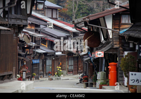 Die wichtigste Straße Narai-Juku historische Stadt von Kisoji Nakasendo Stockfoto