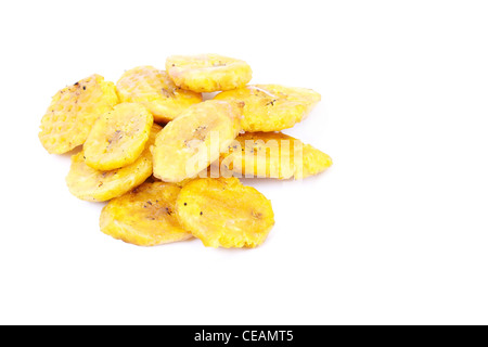 Lokalen Dominikanischen essen - gebratenen platanos Stockfoto