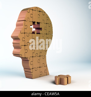 Einen männlichen Kopf Build aus Puzzle-Teile Stockfoto