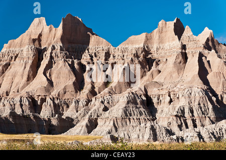 Felsformationen im Bereich Cedar Pass von Badlands Nationalpark, South Dakota. Stockfoto