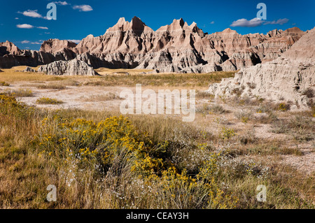 Felsformationen im Bereich Cedar Pass von Badlands Nationalpark, South Dakota. Stockfoto