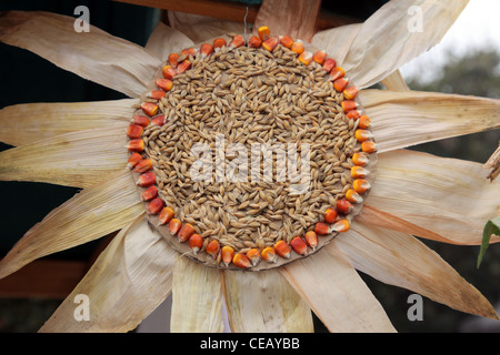 Bunte handgefertigte Blumen aus Mais und Getreide Stockfoto