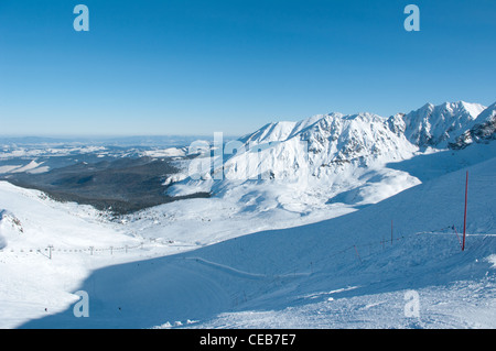 Kasprowy Wierch und Seilbahn. Tatra im Winter. Stockfoto