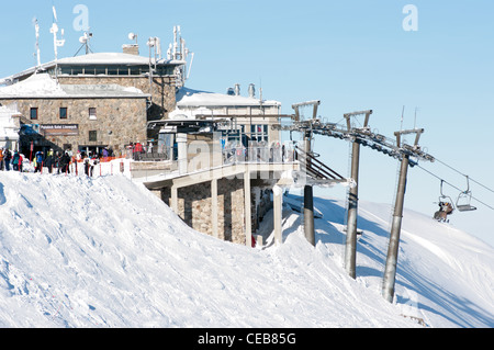 Kasprowy Wierch und Seilbahn. Tatra im Winter. Stockfoto