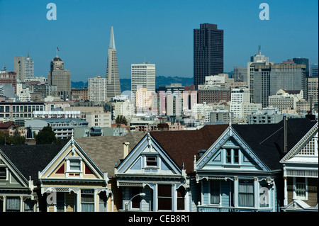 Painted Ladies am Alamo Square, San Francisco. Stockfoto