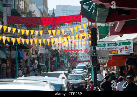 Straßenszene. Grant Street. Chinatown San Francisco, Kalifornien Stockfoto