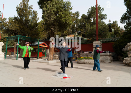 Ältere Menschen tun, Taichi, Beihai-Park, Xicheng District, Beijing, China, Asien. Stockfoto