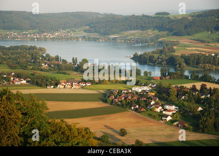 Stadtrand von Stein am Rhein von oben. Stockfoto