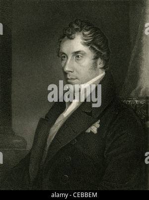 1830-Gravur von George Hamilton-Gordon, 4. Earl of Aberdeen. Stockfoto