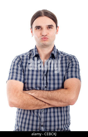 Glücklich Jüngling flirten Kuss Gesicht, isoliert auf weißem Hintergrund. Stockfoto